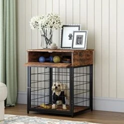 Furniture Dog Crates For Small Dogs, Particle Board Dog Kennel Dog Crate End Table, Nightstand Design Dog Cage With 1 Drawer & Storage Space (Brown) -Zoo Shop 51hcgQ9NICL. AC