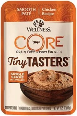 Wellness CORE Tiny Tasters Wet Cat Food, Complete & Balanced Natural Pet Food, Made With Real Meat, 1.75-Ounce Pouch, 12 Pack (Adult Cat, Land Variety Pack) -Zoo Shop 51hd3GHBybL. AC