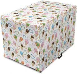 Lunarable Ice Cream Dog Crate Cover, Refreshing Summer Food With 3 Different Scoops And Colorful Hearts, Easy To Use Pet Kennel Cover For Small Dogs Puppies Kittens, 18 Inch, Multicolor -Zoo Shop 51hfMKFkoUL. AC 2