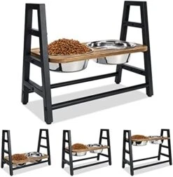 Yoimori Elevated Dog Bowls For Large Dogs Raised Dog Bowl Stand 3 Heights 3.9in 8in 12.8in With 2 Stainless Steel Dog Food Water Bowls For Large Medium Small Dogs(with Spill Proof Mat) -Zoo Shop 51hm9zJN4VL. AC