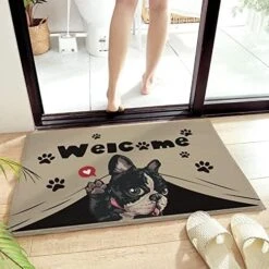 Cute Dog Love Heart Area Rug Non Slip Absorbent Non Shedding Easy Clean Washable Thick Plush Door Mat For Bathroom Entryway Living Dining Room Kitchen 20"x31.5" - Pet Paws With Word Welcome -Zoo Shop 51hqyJqClqL. AC