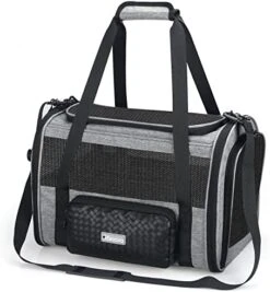 Pet Carrier TSA Airline Approved For Cat,Foldable Soft Edge Pet Travel Carrier Removable For Medium Small Cats And Dog 20lbs With Adequate Ventilation，5 Mesh Windows,2 Entrances,1 Dormer, 1Storage Bag -Zoo Shop 51i3i8TQJBL. AC