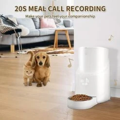 LZHPET 5L Automatic Pet Feeder For Cats & Dogs, Dispense 1-7 Timed Meals Of Dry Food, Lockable Lid, Stainless Steel Bowl, Dual Power Mode, 20s Meal Call, For Small To Medium-Sized Dogs, Puppies, White 14 LZHPET 5L Automatic Pet Feeder For Cats & Dogs, Dispense 1-7 Timed Meals Of Dry Food, Lockable Lid, Stainless Steel Bowl, Dual Power Mode, 20s Meal Call, For Small To Medium-Sized Dogs, Puppies, White -Zoo Shop 51i6X9L23bL