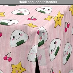 Ambesonne Anime Dog Crate Cover, Funny Pattern With Japanese Rice Balls Cherries And Stars Food Cartoon Print, Easy To Use Pet Kennel Cover For Small Dogs Puppies Kittens, 22 Inch, Blush Multicolor -Zoo Shop 51i6XXq3o4L