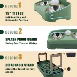 Supet Elevated Small Dog Bowl & Slow Feeder Bowl For Puppy Or Cat, 3-in-1 Adjustable & Removable Food And Water Bowls With Stand & 2 Stainless Steel Dog Food Bowls Set, Whisker Friendly Dish -Zoo Shop 51i6aSA6liL