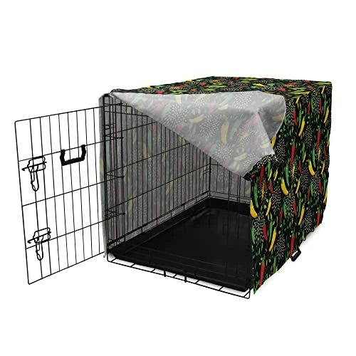 Lunarable Botanical Dog Crate Cover, Mexican Food Peppers Paprika Cuisine Kitchen Mariachi Chilli Taco Culture Cuisine, Easy To Use Pet Kennel Cover For Small Dogs Puppies Kittens, 48 Inch, Multicolor 4 Lunarable Botanical Dog Crate Cover, Mexican Food Peppers Paprika Cuisine Kitchen Mariachi Chilli Taco Culture Cuisine, Easy To Use Pet Kennel Cover For Small Dogs Puppies Kittens, 48 Inch, Multicolor - Image 2