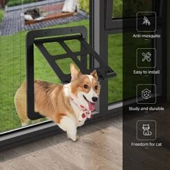 Cat Screen Door, Bautizadod Inside Opening 9.45 * 7.48 Inches Pet Door For Screen Door, Pet Door Magnetic Baffle, Automatic Adjustable Lockable Black Door For Puppy Dog And Cat Door, Easy To Install. -Zoo Shop 51iu6w7SINL