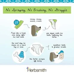 Herbsmith Dog Breath - Dog Dental Care Solution - Natural Dog Breath Freshener That Tackles Tartar - Dental Powder For Dogs - 500g Powder -Zoo Shop 51j0K5YHQSL