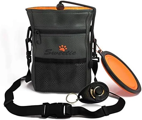 Dog Treat Pouch Bag With Poop Bag Holder & Collapsible Travel Food Storage Water Pet Bowl - Free Doggie Clicker - Puppy Training Walking Bag With Built-in Poo Waste Bags Dispenser - Adjustable Belt 6 Dog Treat Pouch Bag With Poop Bag Holder & Collapsible Travel Food Storage Water Pet Bowl - Free Doggie Clicker - Puppy Training Walking Bag With Built-in Poo Waste Bags Dispenser - Adjustable Belt - Image 4
