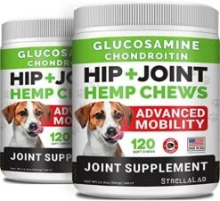 Hemp Treats - Glucosamine Dog Joint Supplement + Omega 3 - W/Hemp Oil - Chondroitin, MSM - Advanced Mobility Chews - Joint Pain Relief - Hip & Joint Care - Chicken Flavor - 120 Ct - Made In USA 22 Hemp Treats - Glucosamine Dog Joint Supplement + Omega 3 - W/Hemp Oil - Chondroitin, MSM - Advanced Mobility Chews - Joint Pain Relief - Hip & Joint Care - Chicken Flavor - 120 Ct - Made In USA -Zoo Shop 51jL8VPTm L. AC