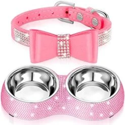 Gerrii 2 Pcs Pink Dog Cat Bowls And Small Puppy Collar Set For Cat And Dog, Pink Bling Cat Collars Rhinestones Stainless Steel Puppy Bowls Adjustable Bling Dog Collar (Light Purple, XS) 14 Gerrii 2 Pcs Pink Dog Cat Bowls And Small Puppy Collar Set For Cat And Dog, Pink Bling Cat Collars Rhinestones Stainless Steel Puppy Bowls Adjustable Bling Dog Collar (Light Purple, XS) -Zoo Shop 51jWjM0EQwL. AC 1