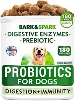 Dog Probiotics Chews - Gas, Diarrhea, Allergy, Constipation, Upset Stomach Relief, With Digestive Enzymes + Prebiotics - Chewable Fiber Supplement - Improve Digestion, Immunity - Made In USA - 120 Ct -Zoo Shop 51jbvvxIkKL. AC