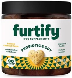 Furtify Probiotics For Dogs | Gut Health Soft Chew Dog Supplements | Pumpkin + Chicory Root + 6 Strain Probiotic Blend | Supports Digestive Function & Bowel Health | Maintains Proper Gut Flora (90 Ct)