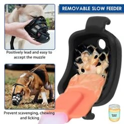 Dog Muzzle With Slow Feeder For Positive Training, Anti Biting Chewing Scavenging Wound Licking, Humane Soft Basket Muzzle For Small Medium Large Dogs, Allow Panting, Easy To Accept