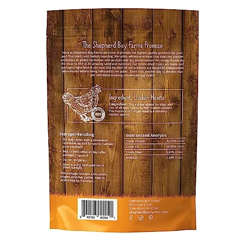 Shepherd Boy Farms Freeze Dried Dog Treats, Chicken Heart, All Natural Freeze-Dried Dog Treat & Dog Snacks, Made In USA, High In Protein, Essential Nutrition Of Raw Dog Food, 3oz 3 Shepherd Boy Farms Freeze Dried Dog Treats, Chicken Heart, All Natural Freeze-Dried Dog Treat & Dog Snacks, Made In USA, High In Protein, Essential Nutrition Of Raw Dog Food, 3oz