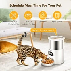 Automatic Cat Feeder, 4.5L Auto Pet Dry Food Dispenser, Stainless Steel Pet Food Dispenser For Cats And Dogs With Voice Recorder, Portion Control And Programmable Timer For 4 Meals Per Day -Zoo Shop 51k3IMz4CeL
