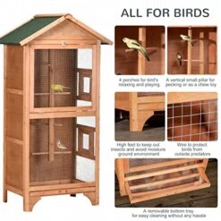 ACQUIRE Wooden Outdoor Bird Cage, Featuring A Large Play House With Removable Bottom Tray 4 Perch, Orange/Light Grey (Color : E, Size : As Shown) -Zoo Shop 51k57Nzpd9L 1