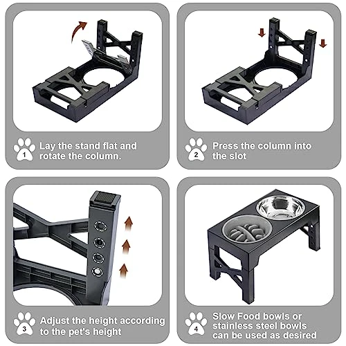 SEWIU Elevated Dog Bowls With 𝐒𝐥𝐨𝐰 𝐅𝐞𝐞𝐝𝐞𝐫,Raised Dog Bowls Stand Adjustable Height With Stainless Steel Dog Food Bowls,Dog Bowls For Small Medium Large Dogs.(Grey) 8 SEWIU Elevated Dog Bowls With 𝐒𝐥𝐨𝐰 𝐅𝐞𝐞𝐝𝐞𝐫,Raised Dog Bowls Stand Adjustable Height With Stainless Steel Dog Food Bowls,Dog Bowls For Small Medium Large Dogs.(Grey) - Image 6