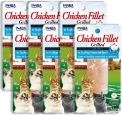 INABA Natural, Premium Hand-Cut Grilled Chicken Fillet Cat Treats/Topper/Complement With Vitamin E And Green Tea Extract, 0.9 Ounces Each, Pack Of 10, Variety Pack -Zoo Shop 51kHzVWDJfL. AC