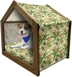 Ambesonne Vegetable Wooden Pet House, Radish Carrot And Beets Pattern On Beige Background Hand Drawn Food Composition, Indoor & Outdoor Portable Dog Kennel With Pillow And Cover, Small, Multicolor -Zoo Shop 51kINVfE7PL. AC