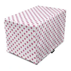 Lunarable Strawberry Dog Crate Cover, Fruits Pattern Summer Food Lover Illustration, Easy To Use Pet Kennel Cover For Small Dogs Puppies Kittens, 18 Inch, Sea Green Magenta