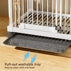 GENERIC Pet Crate Furniture For Small Dogs- Furniture Dog Crate Wooden Dog Crate Dog Crate Terminal Table - Coffee Table Dog Crate With Tray, Universal Wheels (M(28''L X 22''W X 24''H),White) -Zoo Shop 51kROfL0QiL