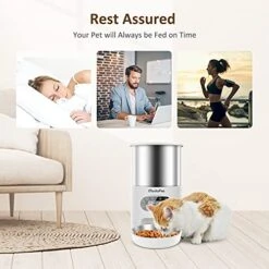 Automatic Cat Feeder, 4.5L Auto Pet Dry Food Dispenser, Stainless Steel Pet Food Dispenser For Cats And Dogs With Voice Recorder, Portion Control And Programmable Timer For 4 Meals Per Day -Zoo Shop 51kdjZodKlL