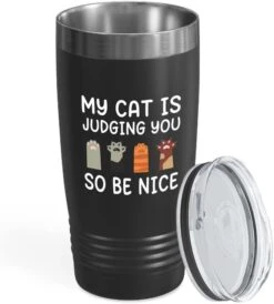 Cat Owner Black Tumbler 20oz - Find Your Body - Cat Women Fun Cat Parents Stuff Lady Paws Pet Dad Gifts -Zoo Shop 51knos29CbL. AC