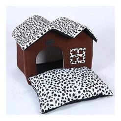 YangYan Pet Supplies Doghouse Double Top Spot House Removable And Washable Pet House Dog Mat Semi-Closed Nest Wholesale (Color : Dark Brown, Size : 55cm 40cm 42cm) -Zoo Shop 51kuTv4vzCL