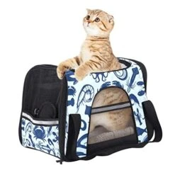 Pet Carrier Blue Seafood Pattern Soft-Sided Pet Travel Carriers For Corgi,Cats,Dogs Puppy Comfort Portable Foldable Pet Bag Airline Approved -Zoo Shop 51lA0EjcnYL