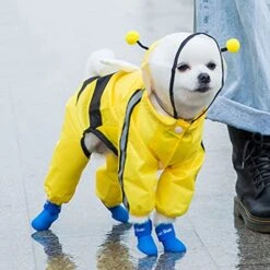 1 Pc Pet Bee Shaped Rain Slicker Hooded Raincoat Stylish Pet Raincoat For Dog Dog Sweater -Zoo Shop 51lGkeq0whL