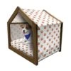 Ambesonne Sushi Wooden Pet House, Repeating Food Pattern Raw Fish And Rice With Caviar Toppings Flat Style, Indoor & Outdoor Portable Dog Kennel With Pillow And Cover, Medium, Orange Salmon Dark Blue -Zoo Shop 51lGzt9Ro5L