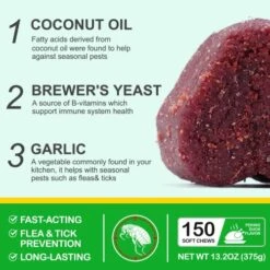 Flea And Tick Prevention For Dogs Chewable Pills, Natural Flea And Tick Supplement -Flea & Tick Control, 150 Tablets Oral Flea Pills For Small Medium And Large Dogs -Zoo Shop 51lHEXOZUzL