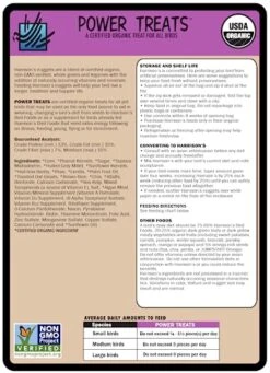 Harrison's Bird Food Power Treats With Red Palm Fruit Oil, 1 Lb. 454g -Zoo Shop 51le95935KL