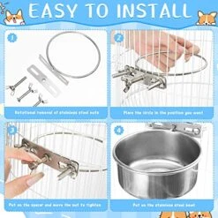Silkfly 14 Pcs Pet Dog Food Water Bowl Hanging Stainless Steel Pets Bowls With Clamp Holder Detectable Cats Dog Crate Water Bowl Non Spill Metal Feeder For Cage Kennel (4.72 X 1.97 Inch) -Zoo Shop 51liEjJAxSL 1