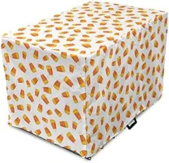 Lunarable Candy Corn Dog Crate Cover, Halloween Themed Pattern With Pumpkins And Food Repetition, Easy To Use Pet Kennel Cover For Small Dogs Puppies Kittens, 18 Inch, Orange Vermilion -Zoo Shop 51lmc2TZ9hL. AC