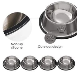 Rapsrk 4PCS Stainless Steel Dog Bowls, Puppy Cat Feeding Bowls, 8 Oz Pet Bowl With Removable Rubber Base Cat Dog Bowl, Mini And Small Pet Feeder Bowls And Water Bowls -Zoo Shop 51lwgrzJNUL