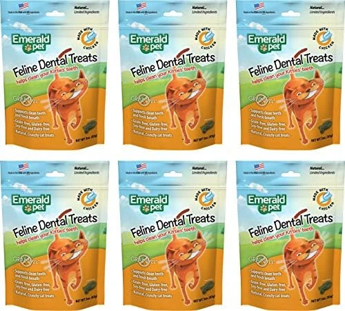 Emerald Pet 6 Pack Feline Dental Treats, 3 Ounces Each, Grain-Free Cat Treats Made In The USA (6 Pack Turducky) 8 Emerald Pet 6 Pack Feline Dental Treats, 3 Ounces Each, Grain-Free Cat Treats Made In The USA (6 Pack Turducky) - Image 6