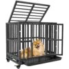 Heavy Duty Dog Crate - For Small Dogs Indestructible Pet Cage Indoor/Outdoor Strong Metal Kennel With Lockable Wheels Double Doors And Removable Trays(24in) -Zoo Shop 51lzs9Dld4L