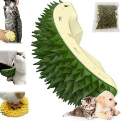 DENGWANG Durian Multifunctional Toys, Durian Cat Scratcher, Durian Shell Cat, Cat Durian Shell, Massaging And Removing Floating Hair Cat Dog Mint Toys (2PCS Yellow+Green) -Zoo Shop 51m HvrQZRL 1