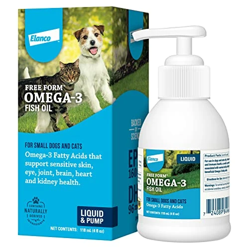 Free Form Omega-3 Fish Oil Liquid Pump Supplement For Small Dogs And Cats, 4 Fluid Ounces 3 Free Form Omega-3 Fish Oil Liquid Pump Supplement For Small Dogs And Cats, 4 Fluid Ounces