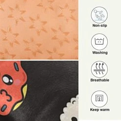 Fast Junk Food Hamburger French Fries Ice Cream Faces On Black Dog Cat Bed Mat Soft Crate Pad Mattress Cushion For Small Medium Pets, Anti Slip Sleeping Kennel Mat Washable & Dry 36x24 Inch -Zoo Shop 51mfkHsJB1L