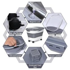 Muibe Dog Food Storage Container, Dog Food Storage Container 20-25 LBS Capacity, Collapsible Airtight Dog Food Containers With Clear Lid, Measuring Cups -Zoo Shop 51mgeByyFVL