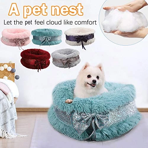Watonic Dog Bed Cat Bed Comfortable Plush Kennel Dogs Pet Litter Deep Sleep Cat Litter Sleeping Bed Bow Lace Noble Elegant Wedding (Gray,15.76inch) 3 Watonic Dog Bed Cat Bed Comfortable Plush Kennel Dogs Pet Litter Deep Sleep Cat Litter Sleeping Bed Bow Lace Noble Elegant Wedding (Gray,15.76inch)