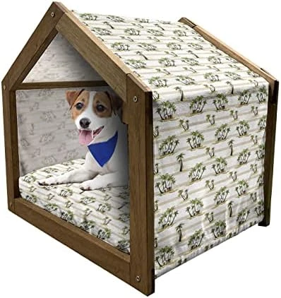 Ambesonne Pineapple Wooden Pet House, Tropical Fruit Pattern In Pastel Colors Juicy Nutritious And Ripe Summer Food, Indoor & Outdoor Portable Dog Kennel With Pillow And Cover, Medium, Multicolor 11 Ambesonne Pineapple Wooden Pet House, Tropical Fruit Pattern In Pastel Colors Juicy Nutritious And Ripe Summer Food, Indoor & Outdoor Portable Dog Kennel With Pillow And Cover, Medium, Multicolor - Image 9
