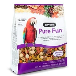 ZuPreem Pure Fun Bird Food For Large Birds, 2 Lb (Pack Of 2) - Variety Blend Of Fruit, FruitBlend Pellets, Vegetables, Nuts For Amazons, Macaws, Cockatoos