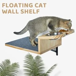 A.FATI Cat Wall Shelf, Wooden Cat Feeding Shelf With 2 Raised Bowls, 15° Tilted Feeding Position, Cat Shelves And Perches For Eating, Playing, Sleeping & Lounging 16 A.FATI Cat Wall Shelf, Wooden Cat Feeding Shelf With 2 Raised Bowls, 15° Tilted Feeding Position, Cat Shelves And Perches For Eating, Playing, Sleeping & Lounging -Zoo Shop 51nlZ2sRvkL