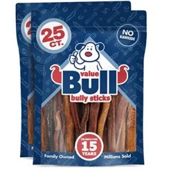 ValueBull Bully Sticks For Dogs, Medium 5-6 Inch, Varied Shapes, 50 Count - All Natural Dog Treats, 100% Beef Pizzles, Single Ingredient Rawhide Alternative
