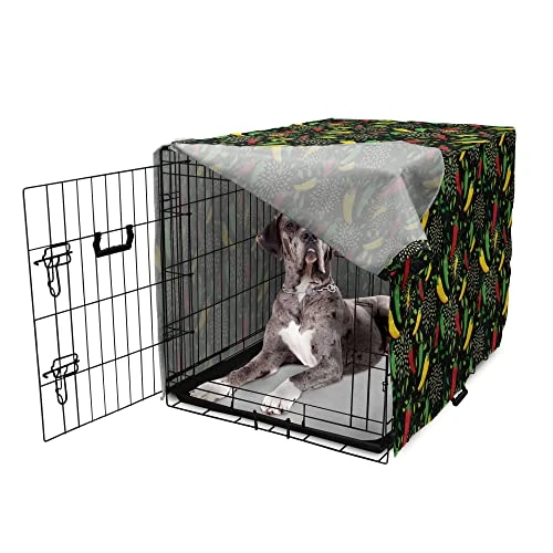 Lunarable Botanical Dog Crate Cover, Mexican Food Peppers Paprika Cuisine Kitchen Mariachi Chilli Taco Culture Cuisine, Easy To Use Pet Kennel Cover For Small Dogs Puppies Kittens, 48 Inch, Multicolor 6 Lunarable Botanical Dog Crate Cover, Mexican Food Peppers Paprika Cuisine Kitchen Mariachi Chilli Taco Culture Cuisine, Easy To Use Pet Kennel Cover For Small Dogs Puppies Kittens, 48 Inch, Multicolor - Image 4