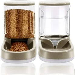 Lucky-M Pets Automatic Feeder And Waterer Set,Dogs Cats Food Feeder 3.8L,2 In 1 Water Dispensers For Small Medium Big Pets (B-Gray) -Zoo Shop 51oMpWuGA2L. AC